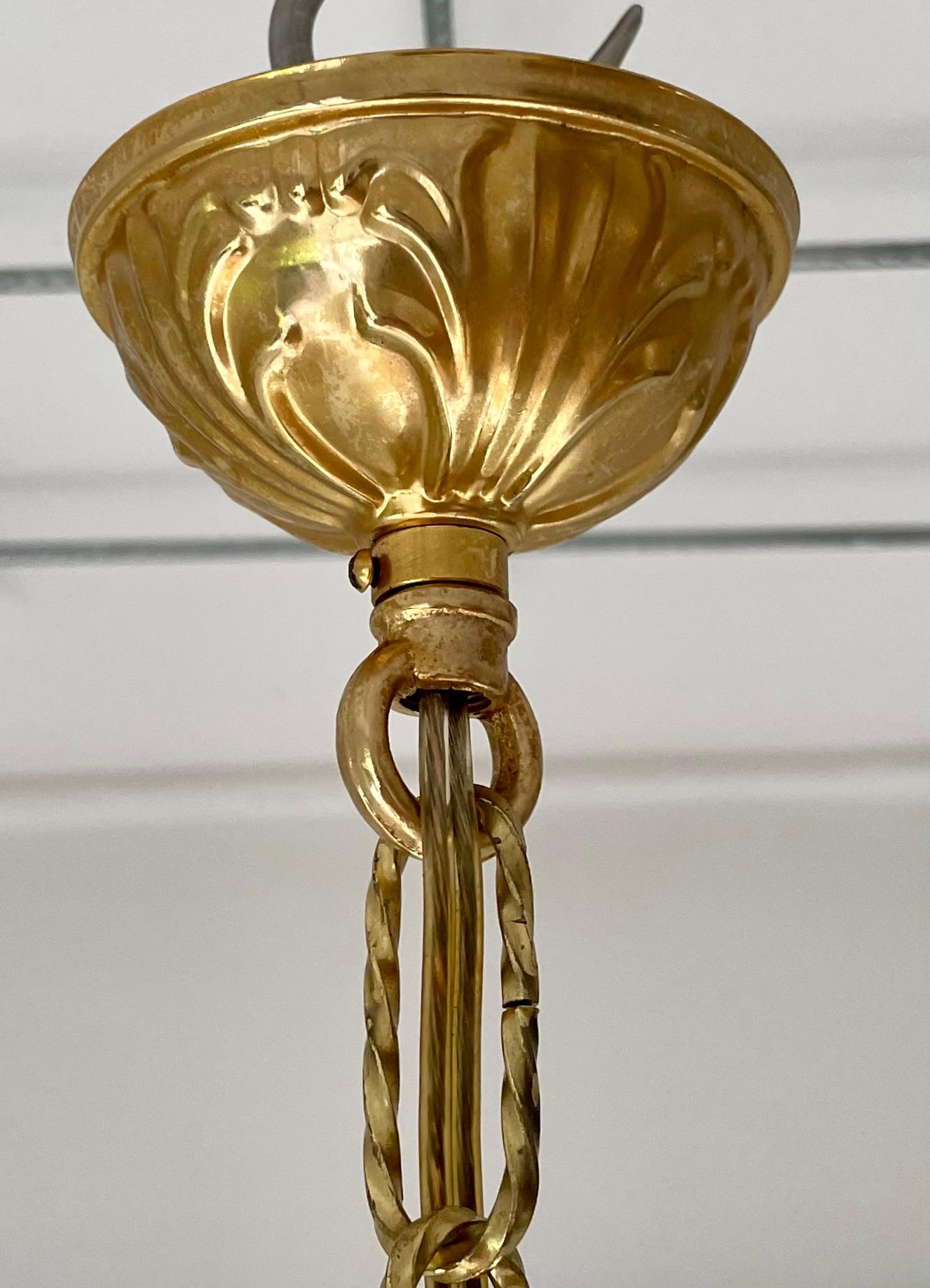 Pendentif globe d'art bohème en verre texturé et métal doré, années 1930 en vente 5