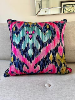 Embroidered Ikat Bohemian Throw Pillow by La Maison Pierre Frey