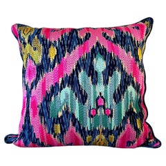 Bohemian Throw Pillow in Embroidered Ikat by La Maison Pierre Frey