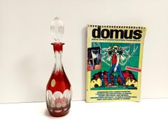 Bohemian Transparent and Red Crystal Decanter Bottle by Dresden Crystal, Germany