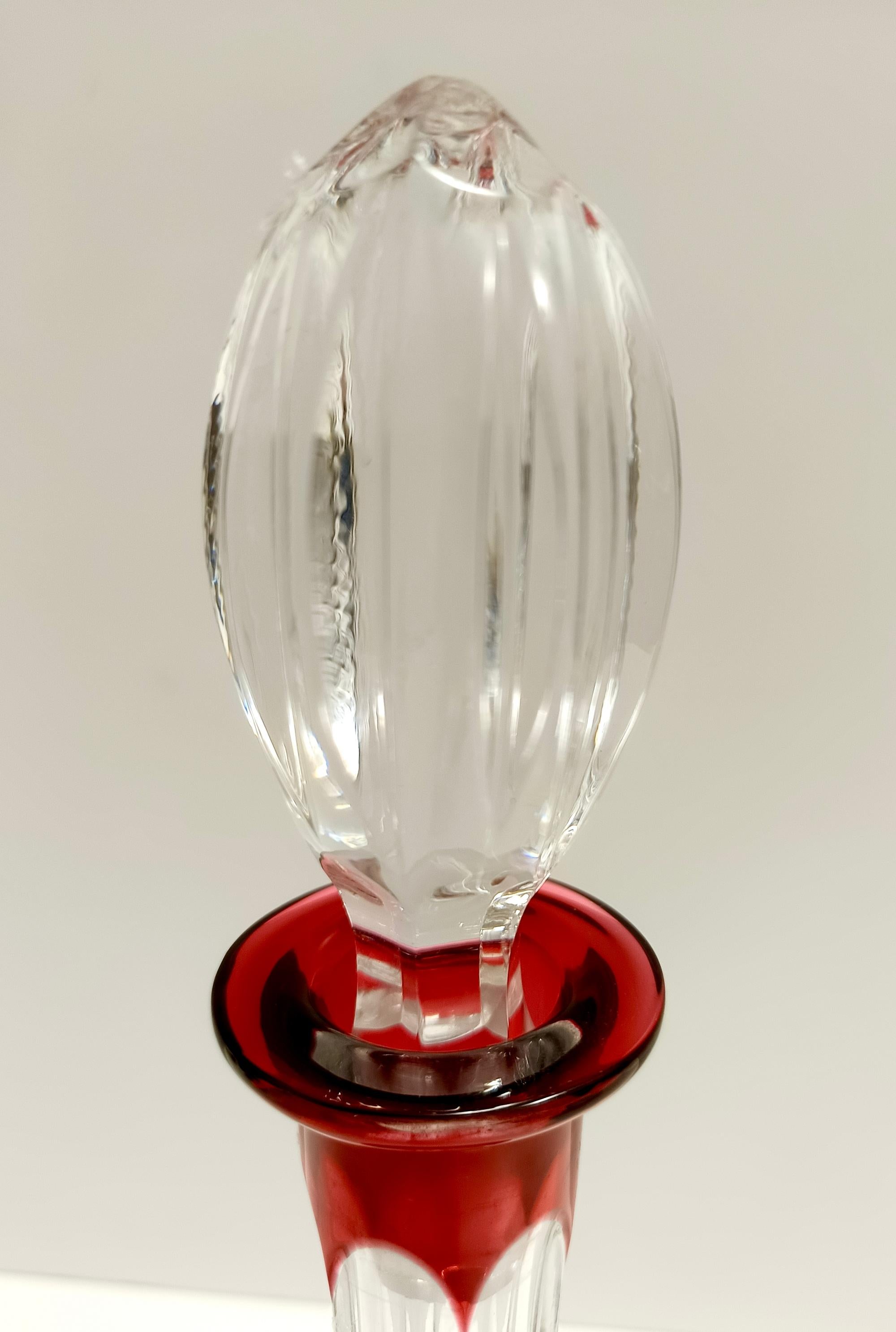 Cristal Carafe bohème en cristal rouge et transparent de Dresde Crystal, Italie en vente