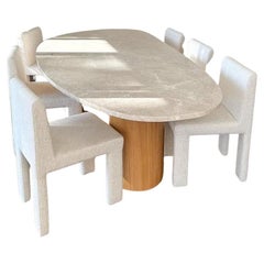 Bohemian Travertine Dining Table- Boho Marble Table