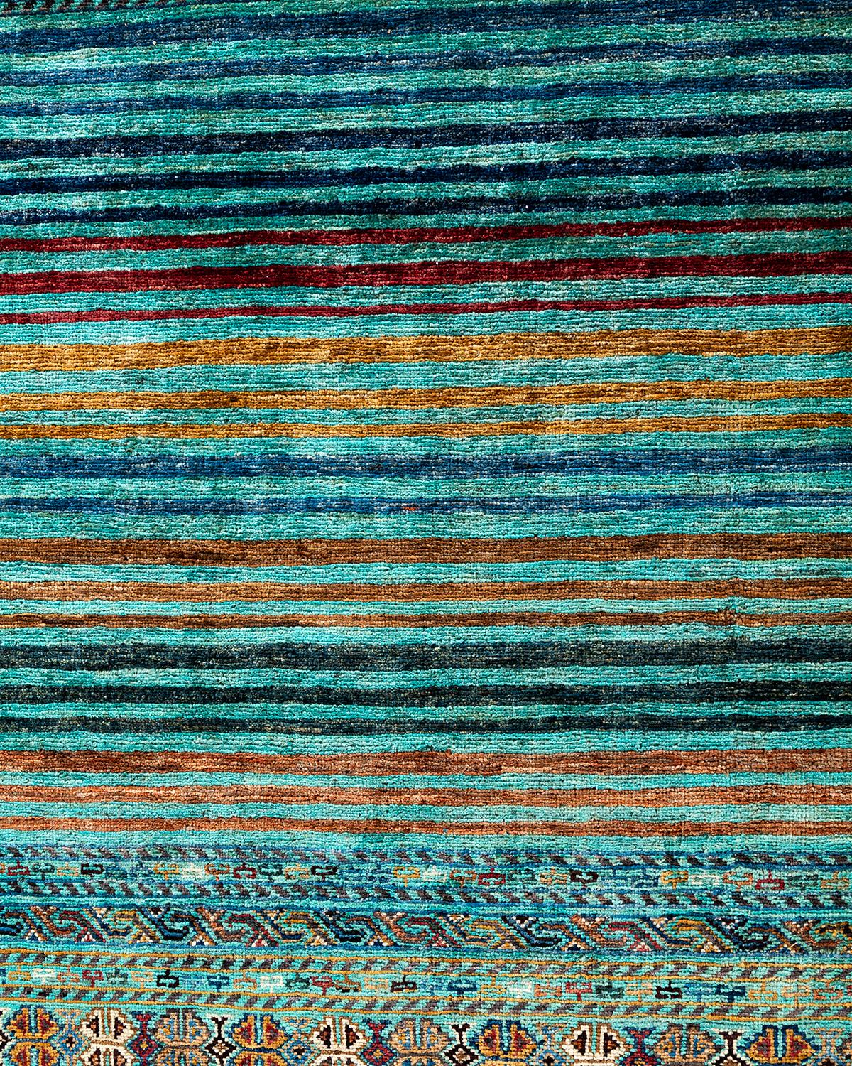 Pakistanais Tapis de table Bohème Tribal en laine nouée à la main 8' 8
