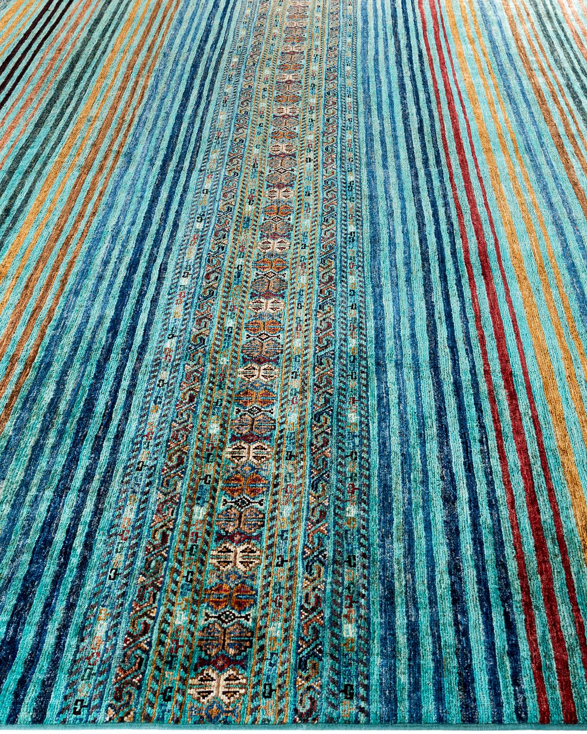 Noué à la main Tapis de table Bohème Tribal en laine nouée à la main 8' 8