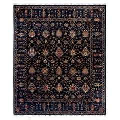 Tapis Bohème Tribal en laine nouée à la main Noir 8' 1" x 9' 5"
