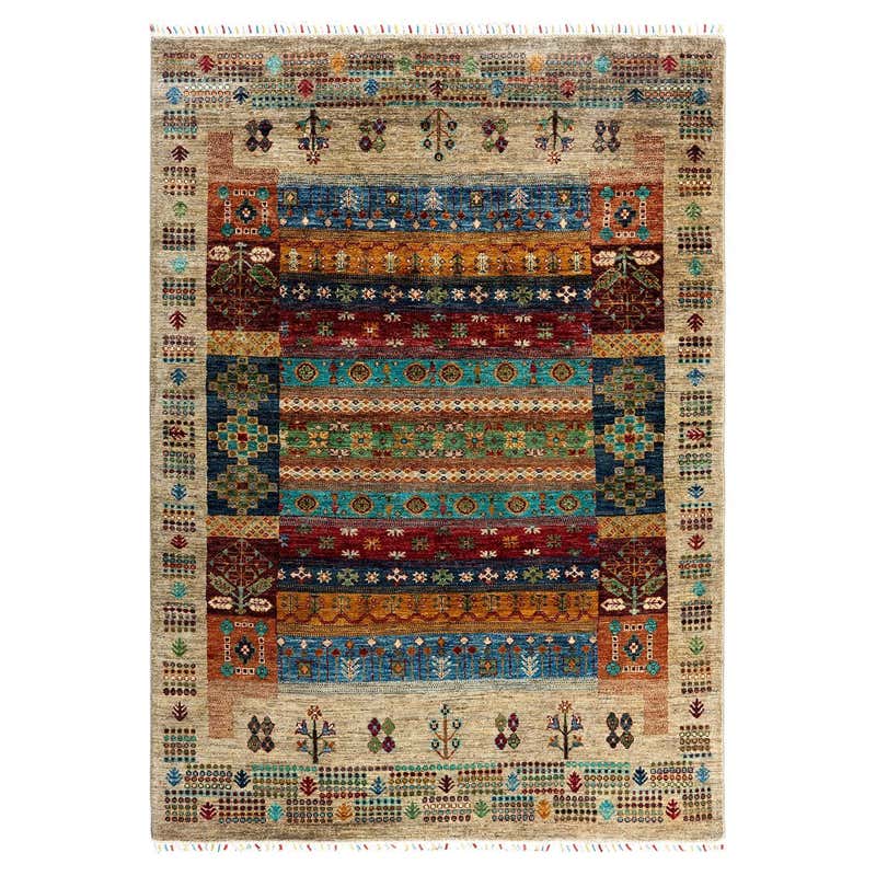 Wool Zhan Rug Bohemian Tribal Hand Knotted Wool Taupe Area Rug 9' 1
