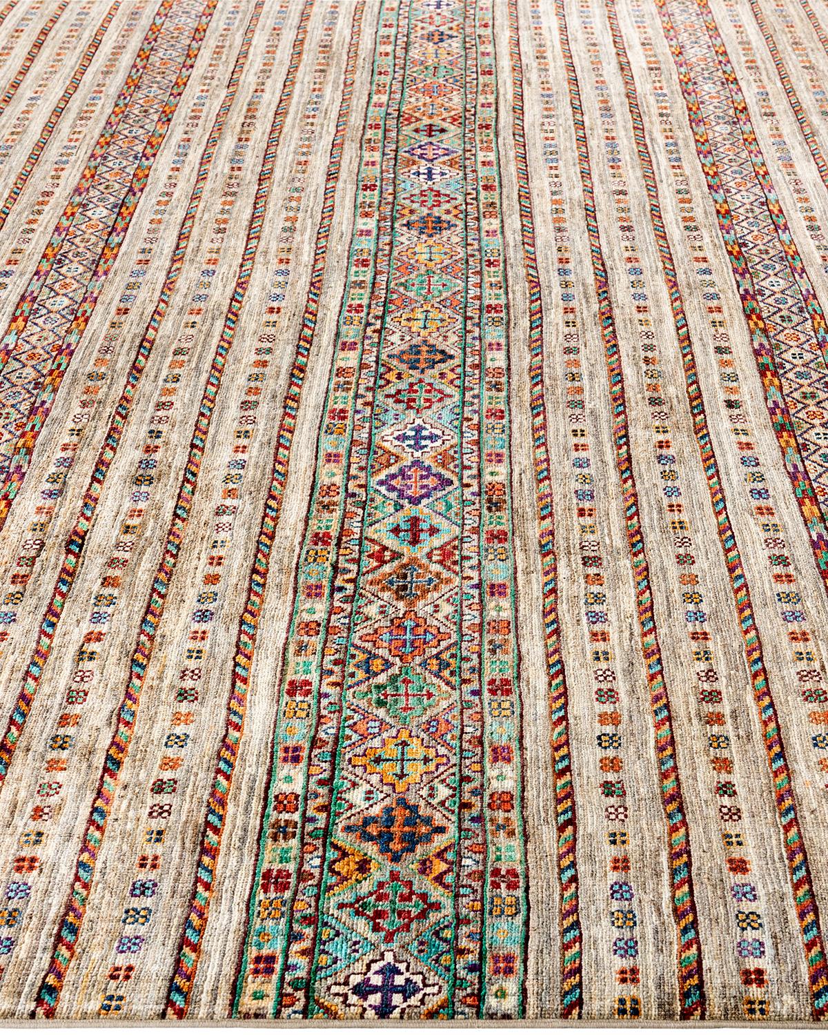 Noué à la main Tapis de table Bohème Tribal en laine nouée à la main Brown 8' 2