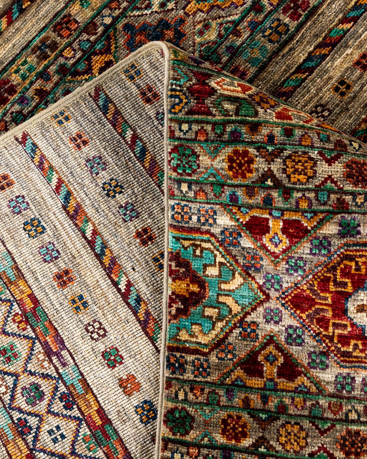 XXIe siècle et contemporain Tapis de table Bohème Tribal en laine nouée à la main Brown 8' 2