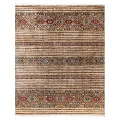 Bohemian Tribal Hand Knotted Wool Brown Area Rug 8' 2" x 9' 10"