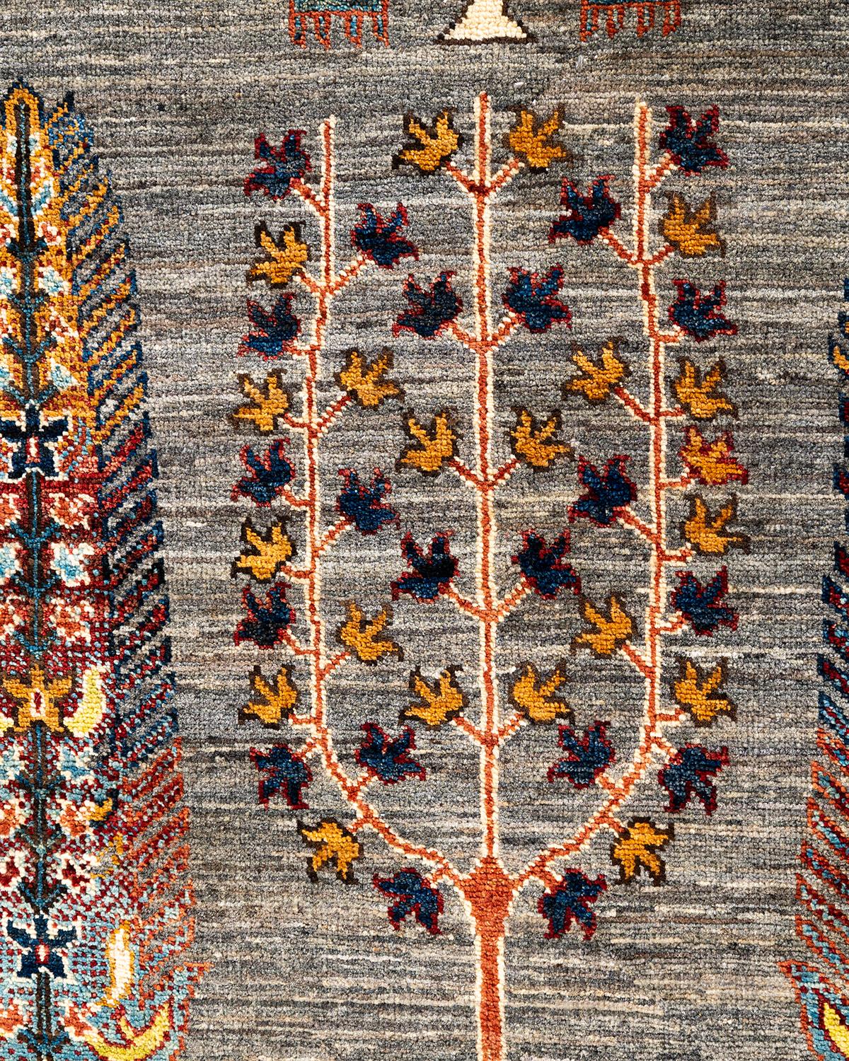 Alfombra Tribal Bohemia de Lana Anudada a Mano Marrón 8' 2
