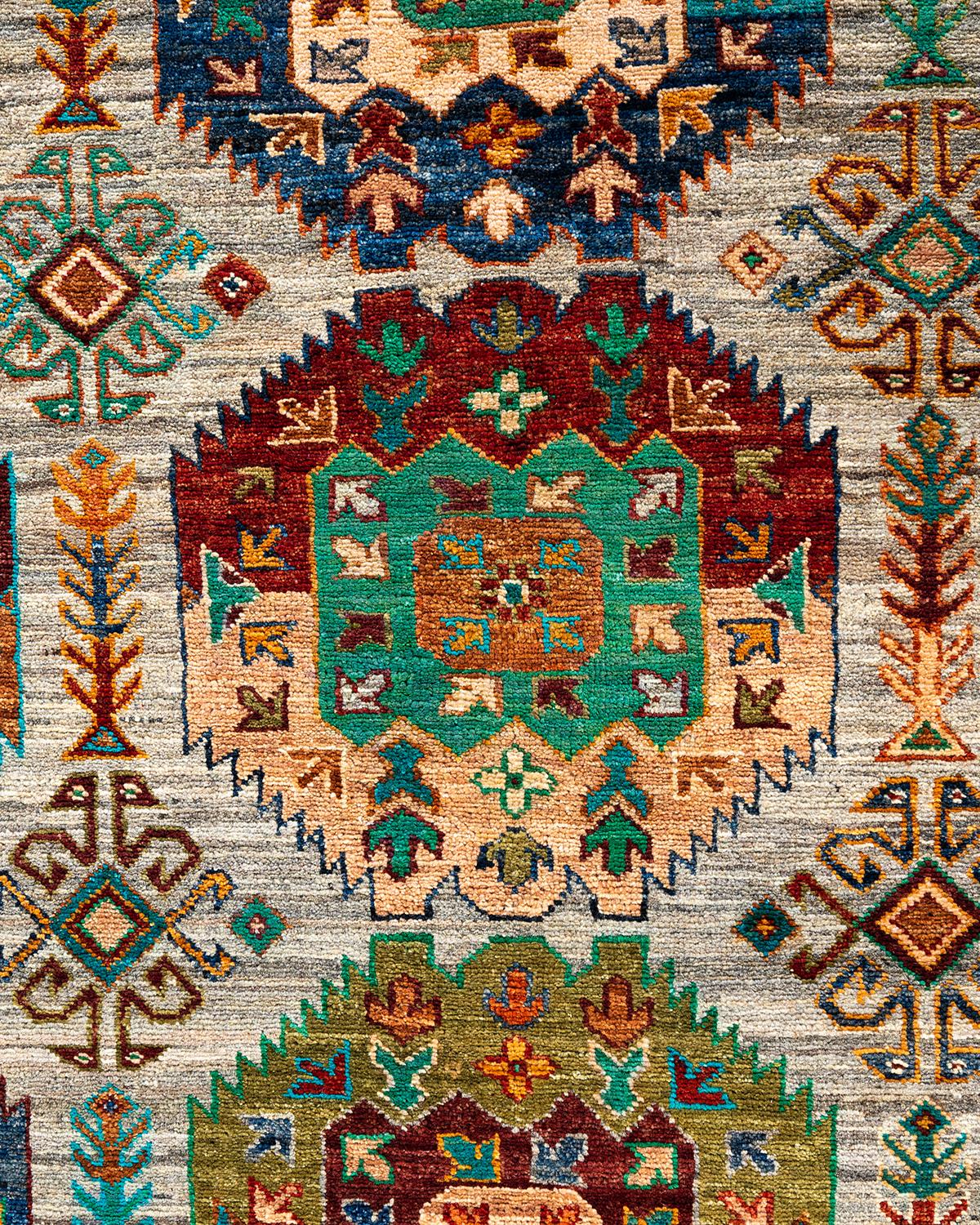 Pakistanais Tapis de table Bohème Tribal en laine nouée à la main Brown 8' 3
