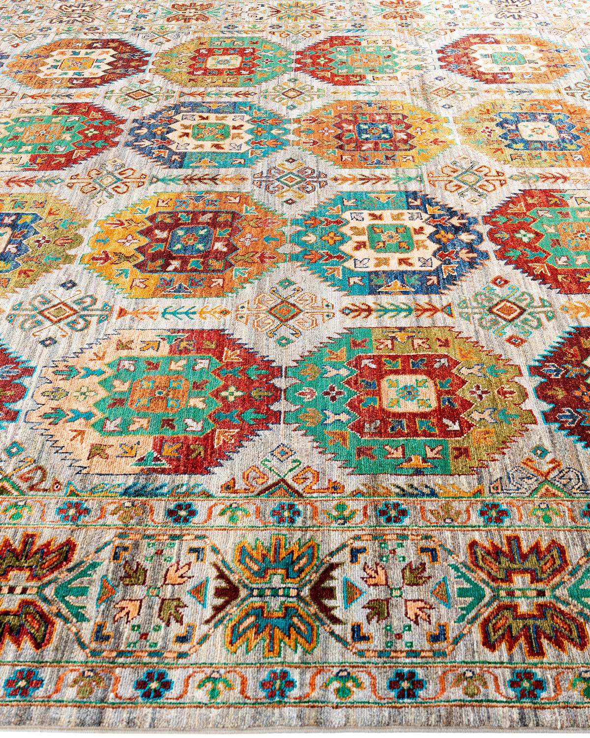Noué à la main Tapis de table Bohème Tribal en laine nouée à la main Brown 8' 3