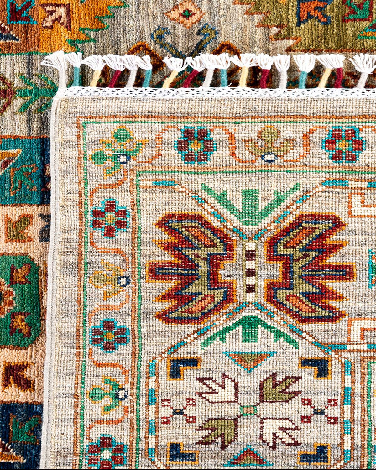 Tapis de table Bohème Tribal en laine nouée à la main Brown 8' 3