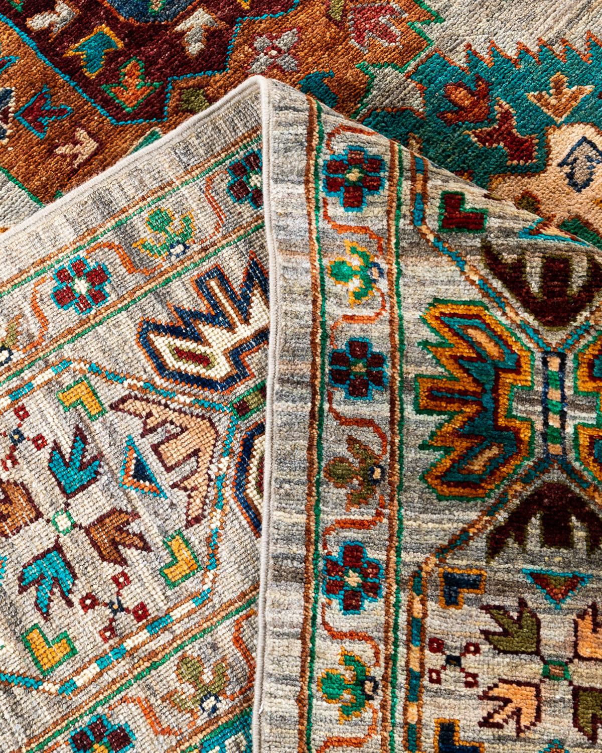 XXIe siècle et contemporain Tapis de table Bohème Tribal en laine nouée à la main Brown 8' 3