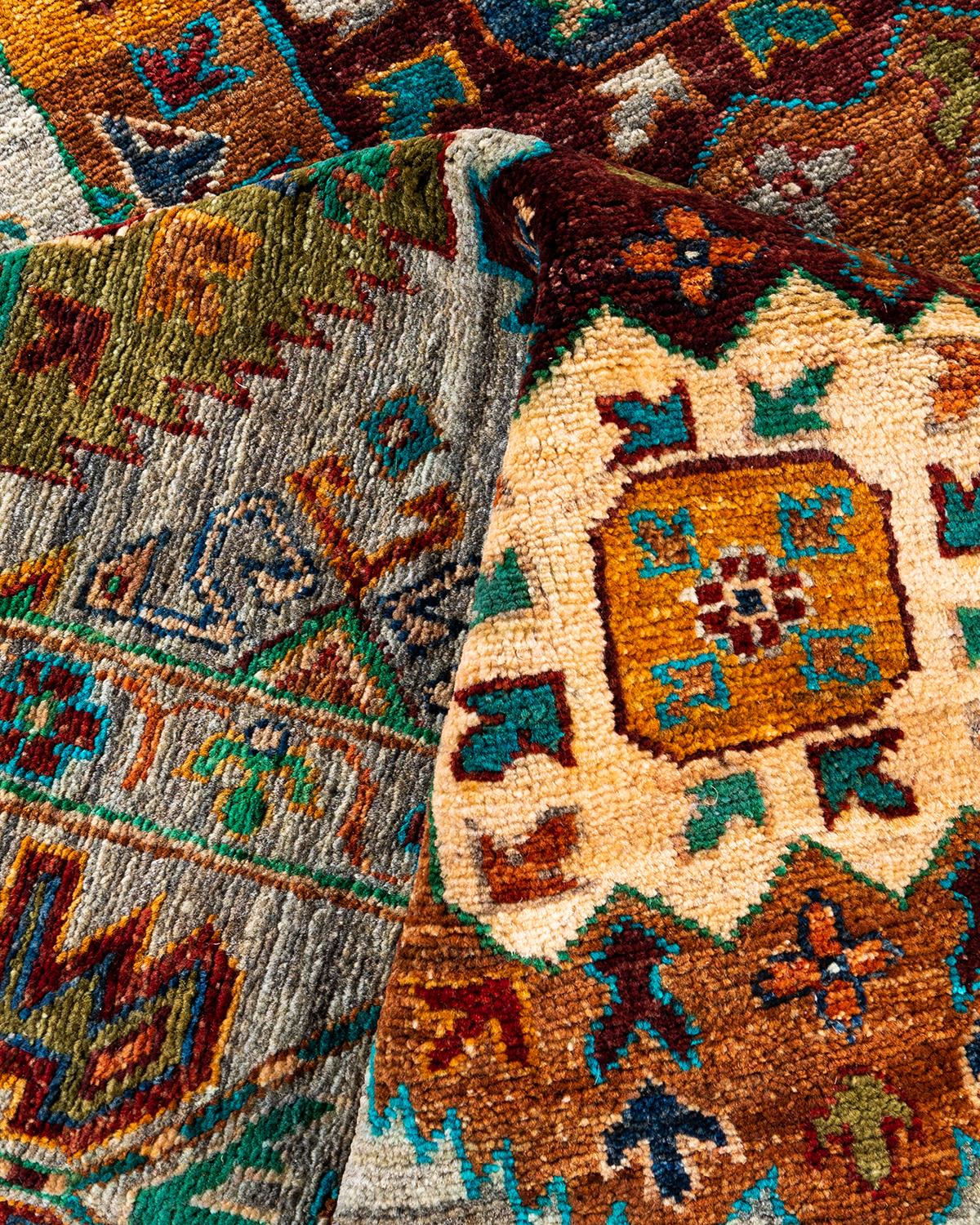 Laine Tapis de table Bohème Tribal en laine nouée à la main Brown 8' 3