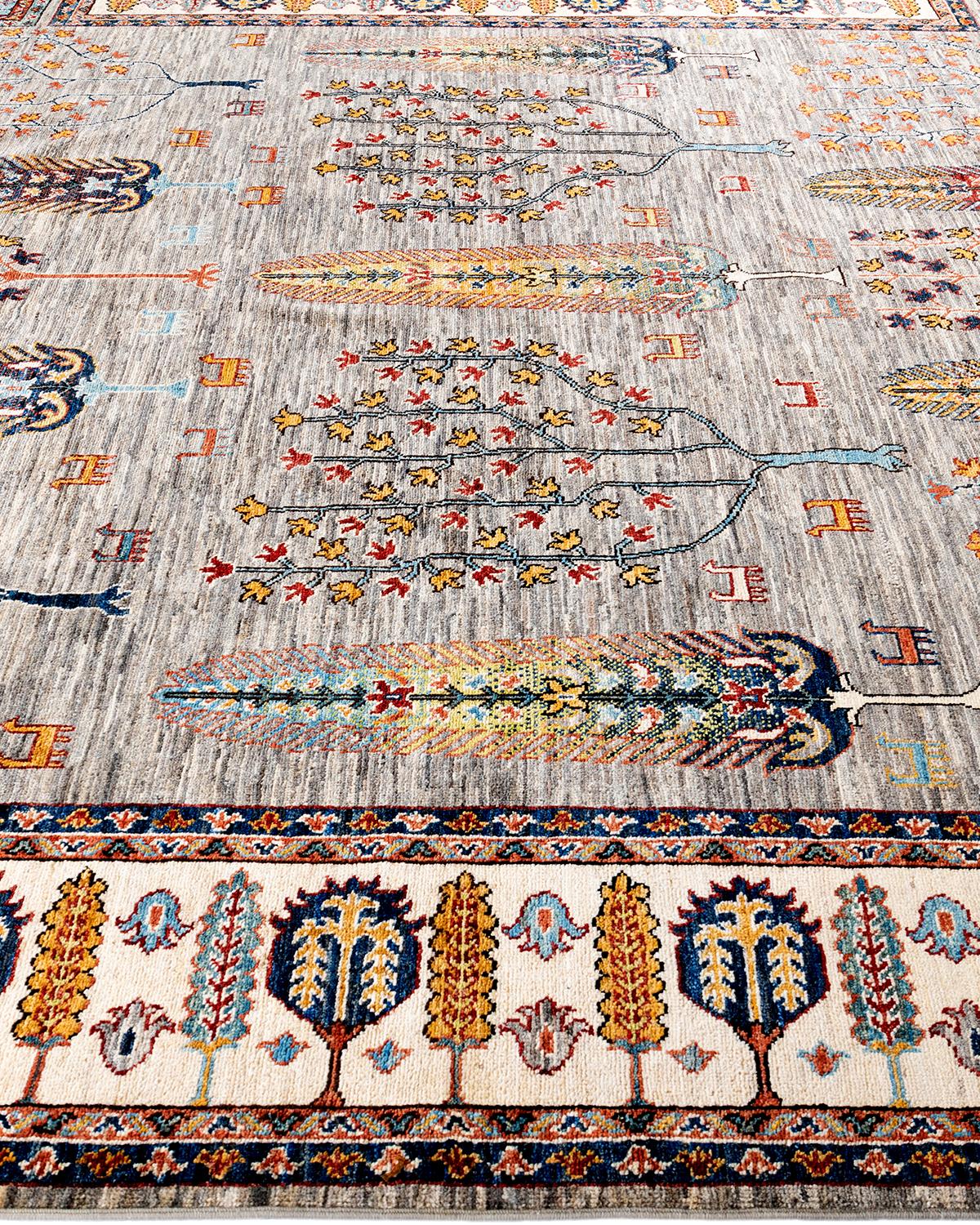Noué à la main Tapis de zone Bohème Tribal en laine nouée à la main Brown 8' 3