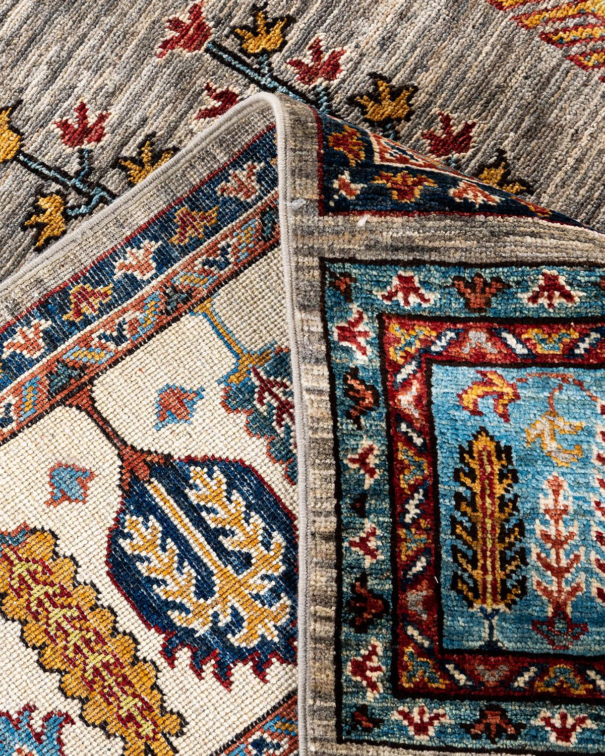 XXIe siècle et contemporain Tapis de zone Bohème Tribal en laine nouée à la main Brown 8' 3