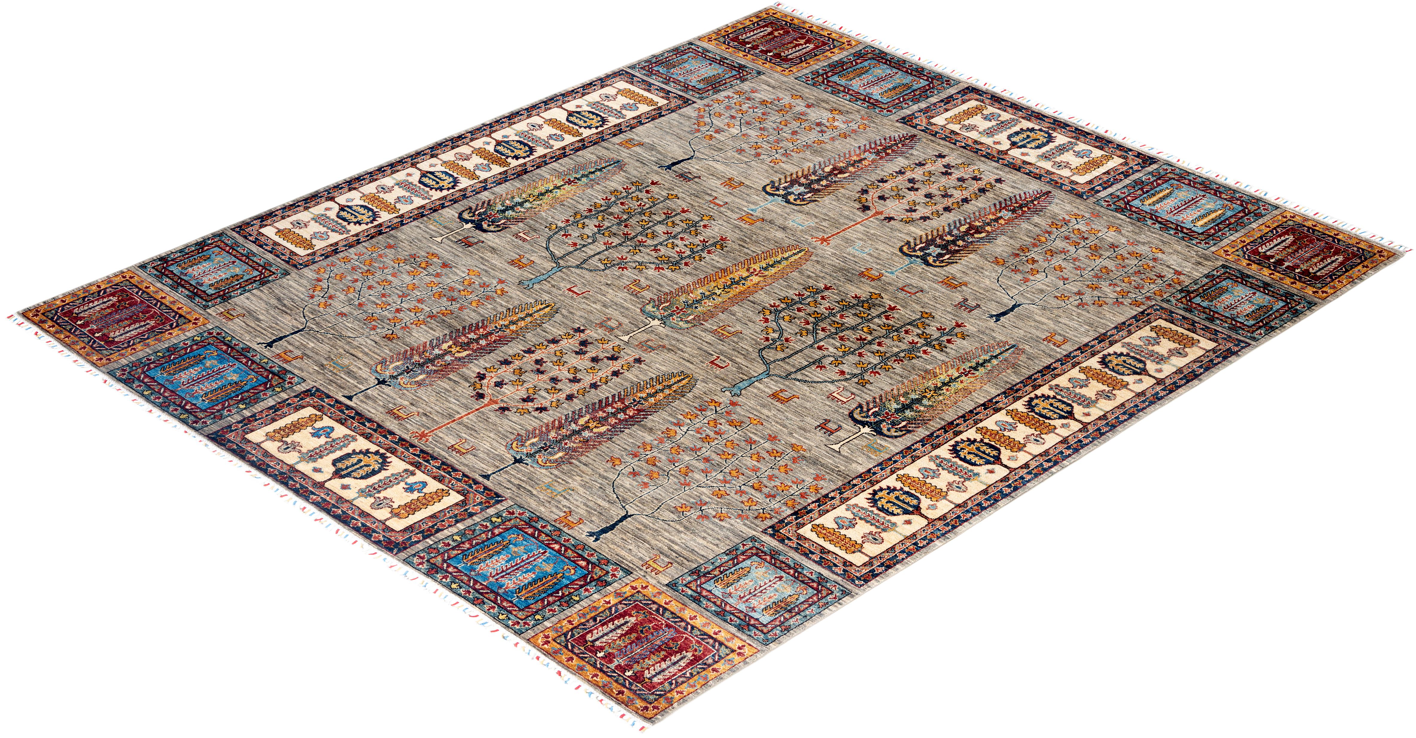 Tapis de zone Bohème Tribal en laine nouée à la main Brown 8' 3