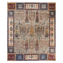 Bohemian Tribal Hand Knotted Wool Brown Area Rug 8' 3" x 9' 8"