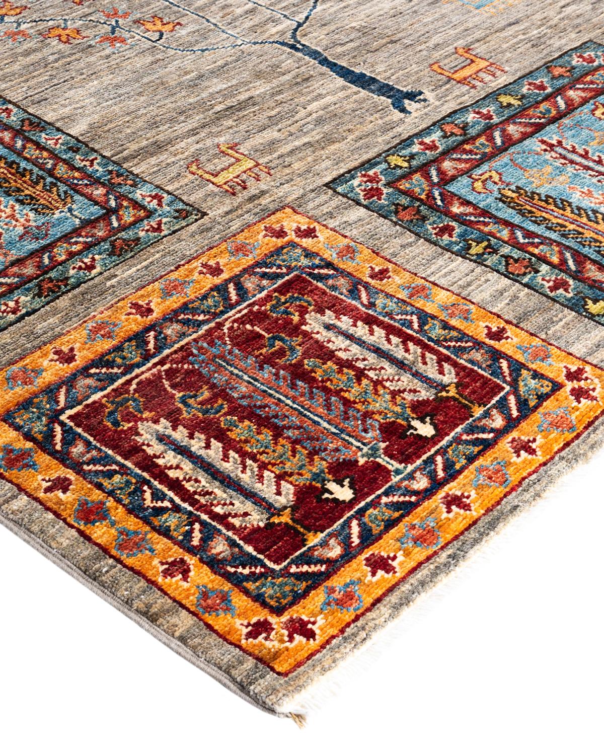 The rich textile tradition of western Africa inspired the Tribal collection of hand-knotted rugs. Incorporating a medley of geometric motifs, in palettes ranging from earthy to vivacious, these rugs bring a sense of energy as well as plush texture
