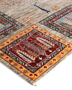 Bohemian Tribal Hand Knotted Wool Brown Area Rug 8' 4" x 10' 4"