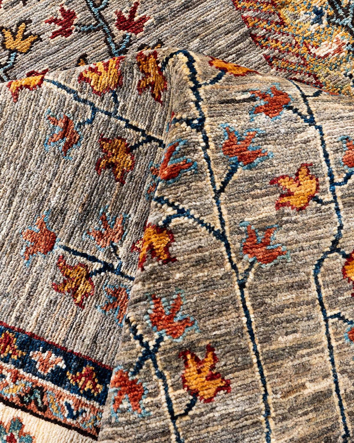 Bohemian Tribal Hand Knotted Wool Brown Area Rug 8' 4