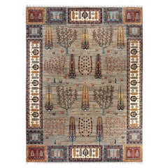 Bohemian Tribal Hand Knotted Wool Brown Area Rug 9' 0" x 11' 9"