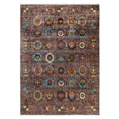 Bohemian Tribal Hand Knotted Wool Brown Area Rug 9' 1" x 12' 6"
