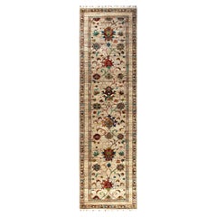 Bohemian Tribal Hand Knotted Wool Brown Runner 2' 10" x 10' 3"