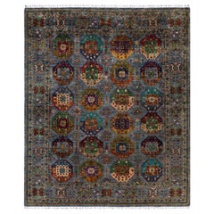 Tapis de laine gris de Bohème noué à la main 8' 0" x 9' 10"
