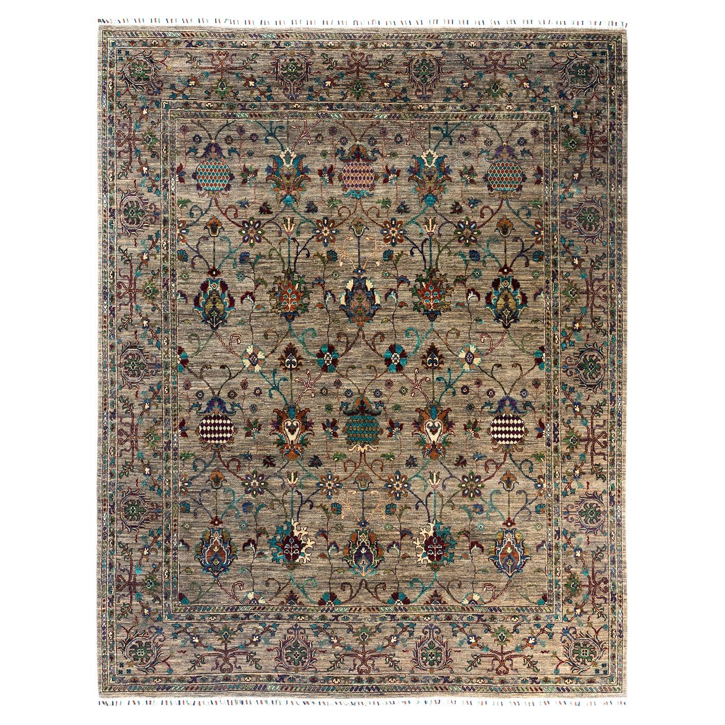 Tapis de laine gris de Bohème noué à la main 8' 3" x 10' 0"