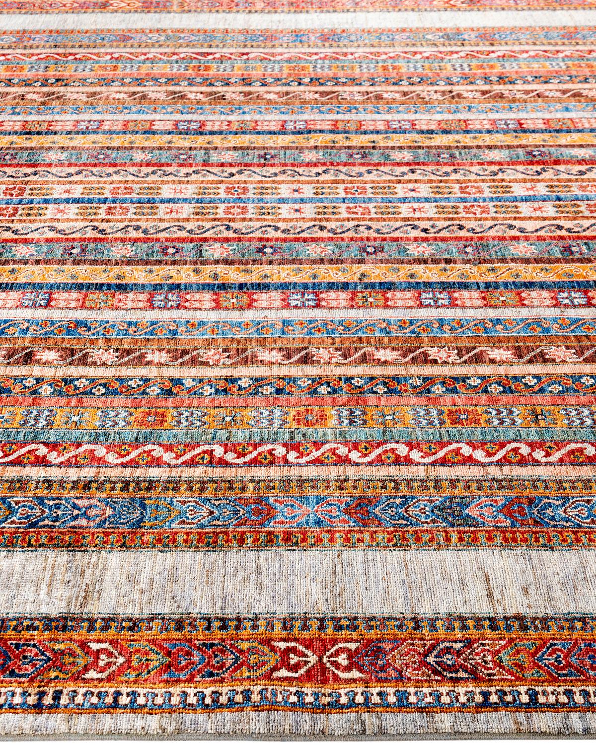 Noué à la main Tapis de laine gris de Bohème noué à la main 8' 3