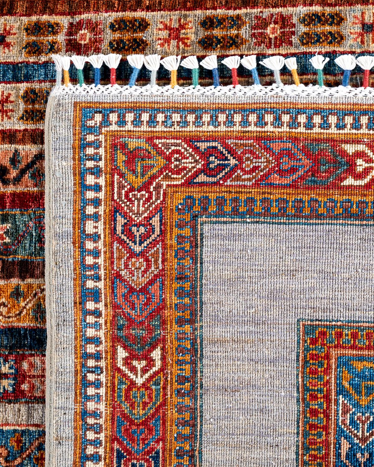 Tapis de laine gris de Bohème noué à la main 8' 3