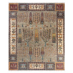 Bohemian Tribal Hand Knotted Wool Gray Area Rug 8' 4" x 9' 8"