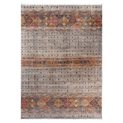 Bohemian Tribal Hand Knotted Wool Gray Area Rug 8' 9" x 12' 5"
