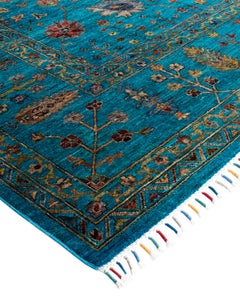 Tappeto Tribale Bohemian Annodato a mano in Lana Verde 8' 10" x 12' 0"