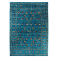 Bohemian Tribal Hand Knotted Wool Green Area Rug 8' 10" x 12' 0"