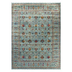 Bohemian Tribal Hand Knotted Wool Green Area Rug 8' 11" x 12' 0"