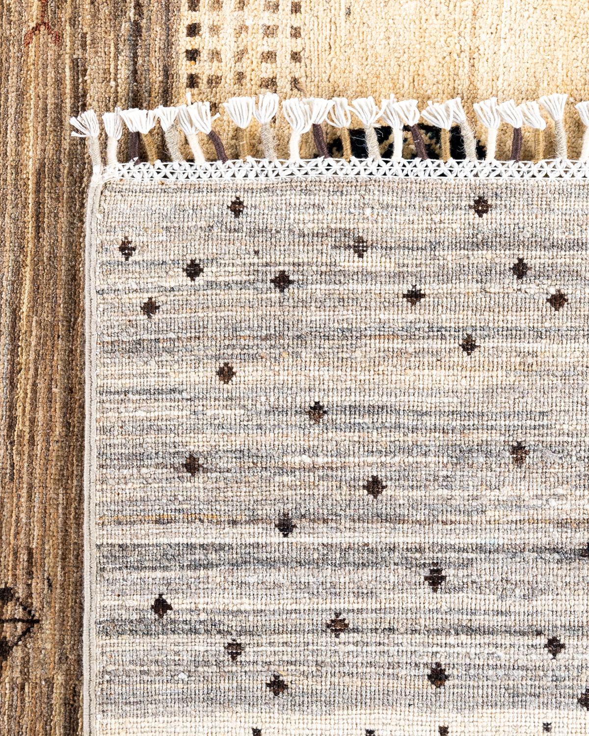 Bohemian Tribal Hand Knotted Wool Ivory Area Rug 8' 2