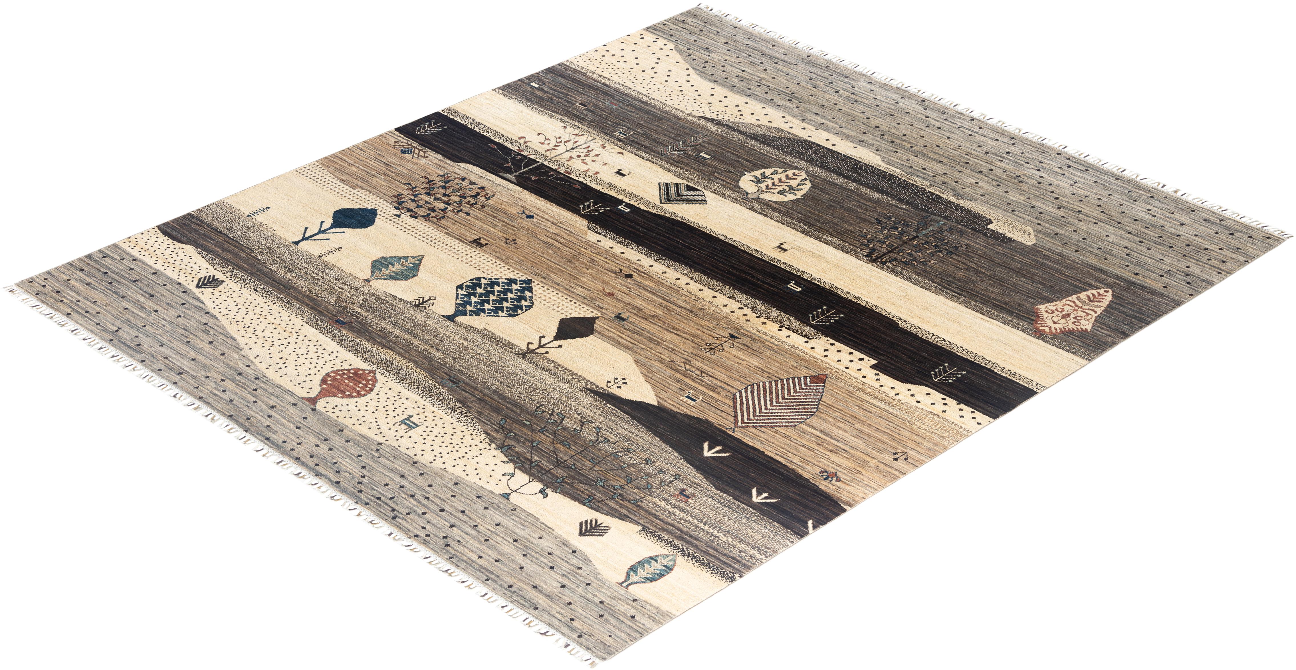 Bohemian Tribal Hand Knotted Wool Ivory Area Rug 8' 2
