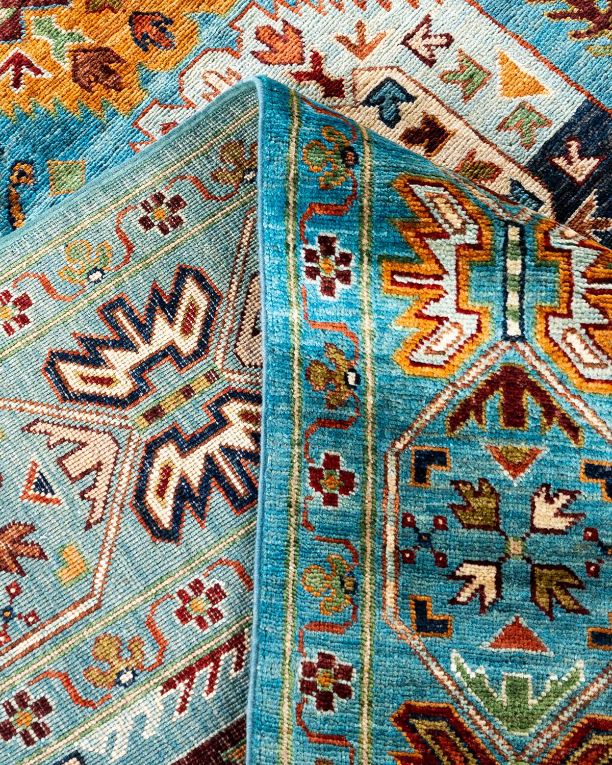 XXIe siècle et contemporain Tapis de Bohème bleu clair noué à la main 8' 2