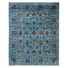 Bohemian Tribal Hand Knotted Wool Light Blue Area Rug 8
 3" x 10
 4"