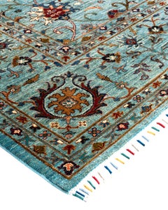 Bohemian Tribal Hand Knotted Wool Light Blue Area Rug 8' 9" x 12' 0"