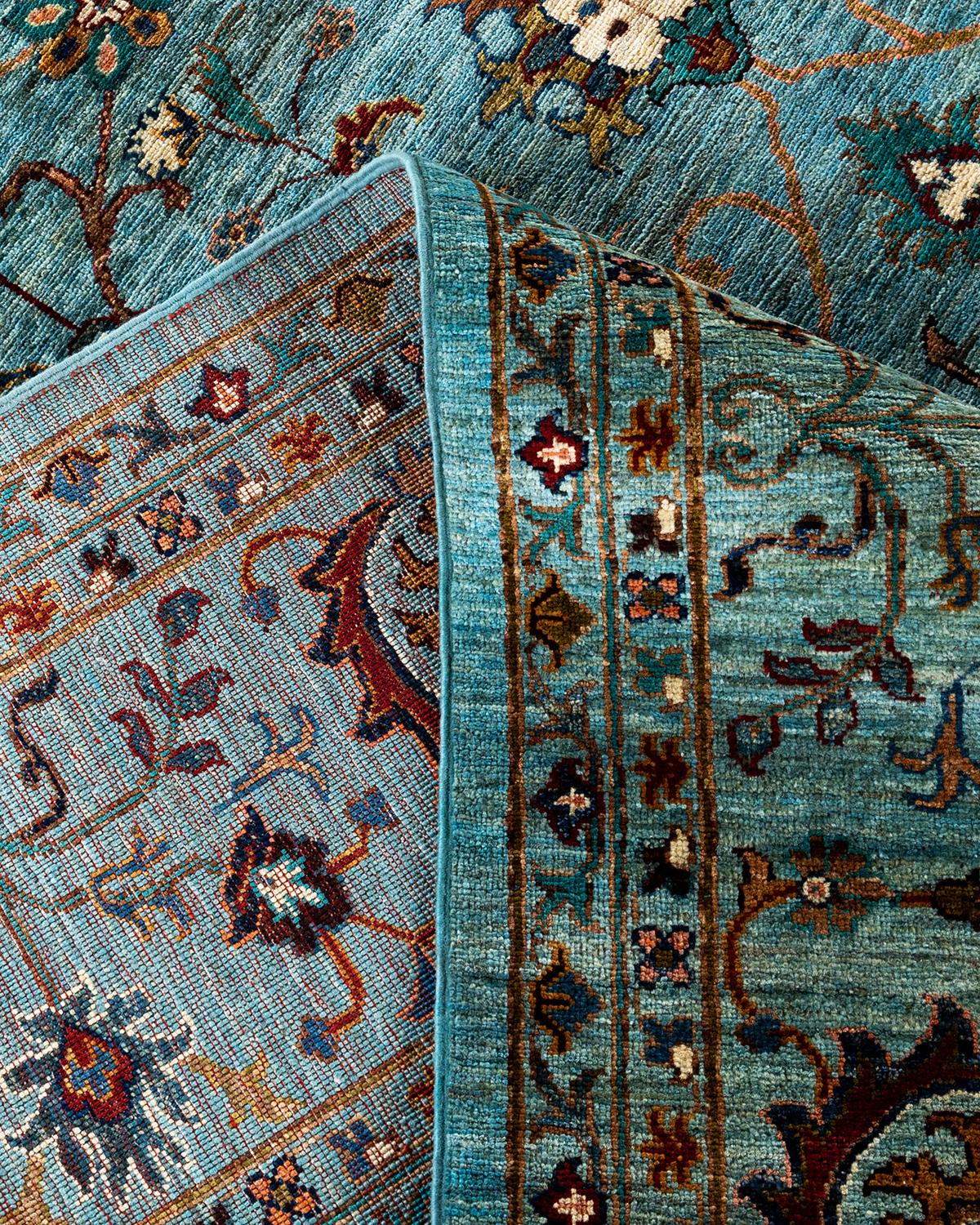 XXIe siècle et contemporain Tapis de Bohème bleu clair noué à la main 8' 9
