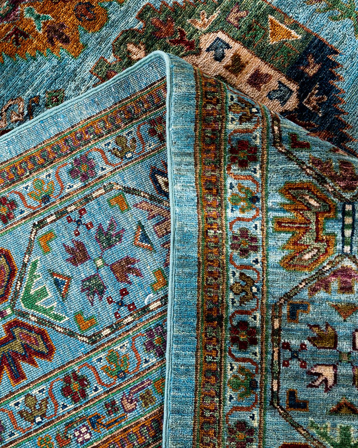 XXIe siècle et contemporain Tapis de Bohème bleu clair noué à la main 8' 9