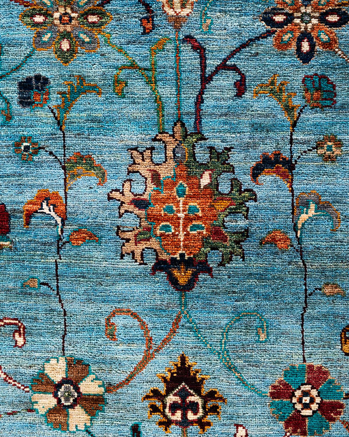 Pakistanais Tapis de Bohème bleu clair noué à la main 9' 0