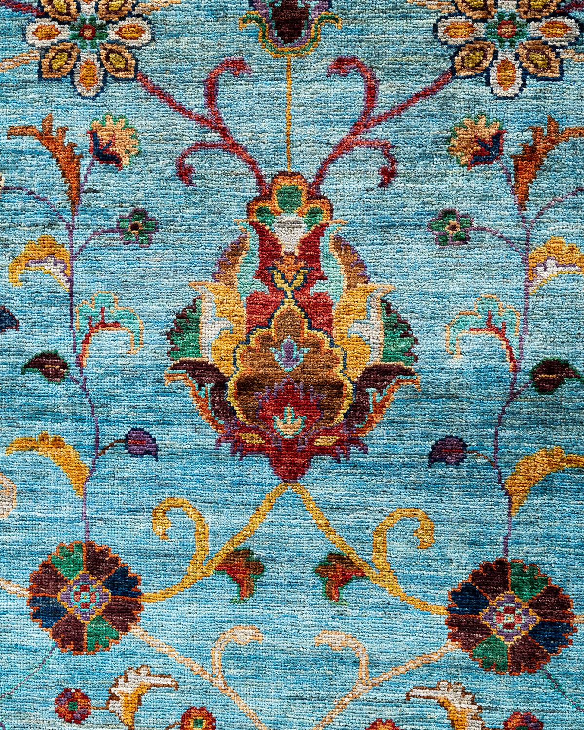 Pakistanais Tapis de Bohème bleu clair noué à la main 9' 2
