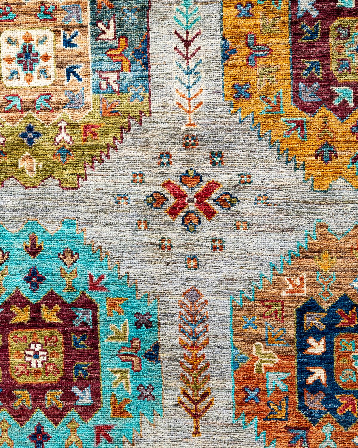 Pakistanais Tapis de laine gris clair de Bohème noué à la main 8' 11