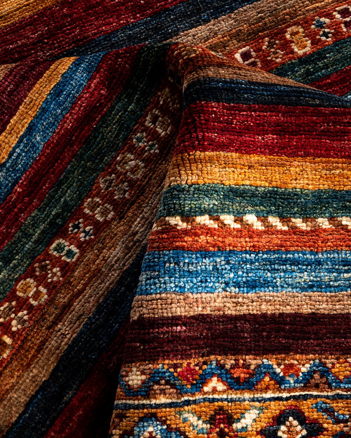 Bohemian Tribal Hand Knotted Wool Red Area Rug 5' 0" x 6' 8" For Sale ...