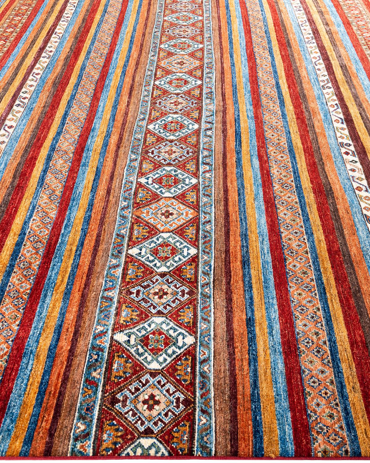 Noué à la main Tapis de laine rouge de Bohème noué à la main 8' 0